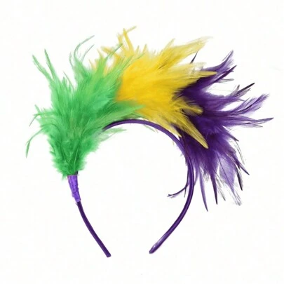 1pc Multi-Color Feather Headband For Easter, Afternoon Tea, Party, Music Festival, Party, Dance, Stage Performance, Holiday Decoration