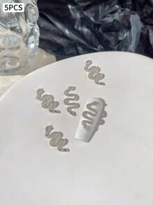 10 件装新款金属小蛇美甲装饰，精致迷你合金复古蛇指甲贴花，适合美甲沙龙和个人使用指甲 - 彩色 - 查看 8