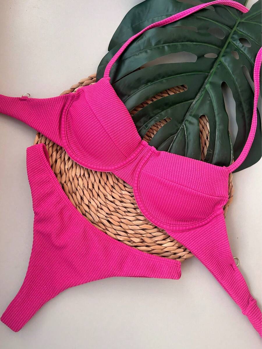 Women Bikini Sets - Hot Pink - View 1