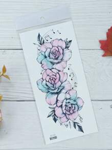 1pc Floral Temporary Tattoo, Waterproof Fake Tattoo, Durable Female Adult Chest Arm Leg Body Art Decoration