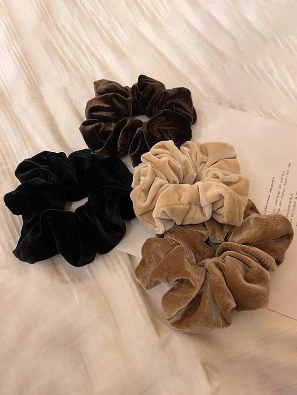 4 buc/1 buc eleganți de păr simpli din catifea, toamnă/iarnă, 13 cm/5,12 in, accesorii elegante la modă, culoare negru/alb/cafea/șampanie, potriviti pentru femei și fete, zilnic, naveta, școală, petrecere, sărbători, cadou, duș, spălarea feței, eleganți de păr, casual
