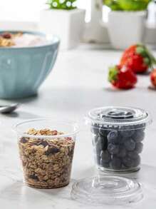 25/50pcs Disposable Mini Plastic Pudding Cups With Lids - Jelly Cup, 2oz/60ml And 4oz/120ml Dipping Sauce Mold, Salad Dressing Container Cup, Small Plastic Condiment Containers - View 5