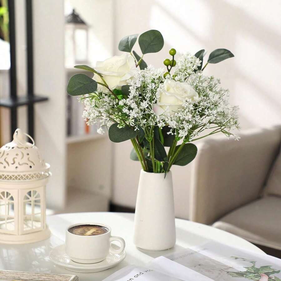 Eucalyptus Leaves Stems, Mixed Artificial Greenery Stems For Wedding Decor Vase Floral Arrangement Centerpiece Gifts Birthday Graduation