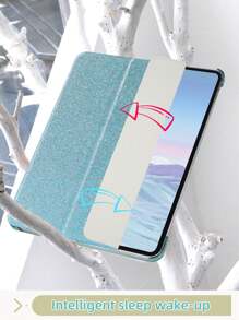 1 ks dúhové matné trblietavé ploché trojnásobne skladacie puzdro na tablet, trojnásobne skladací stojan, priehľadný pevný zadný kryt z PC, ultratenké, pohodlné, módne lesklé luxusné pre ženy, trojnásobne skladacie ochranné puzdro kompatibilné s iPadmini1/2/3/Mini4/Mini5/Mini6/Mini7/iPad2/3/4/Air 11-palcový (M3) 2025/ (A16) 11-palcový 11. generácie 2025, môže mať mierne trblietavé olupovanie, plastový pevný kryt, ultratenké prenosné bez ochrany proti pádu, niektoré modely nemajú plný kryt ani slot na pero. - modrá - Prezrieť si 9