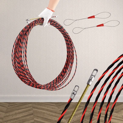 1pc Cable Pulling Fish Tape, Convenient Cable Laying Insertion And Withdrawal Tool, Suitable For Electricians To Pull Cables, Ethernet Cables, Wires, With Flexible Spring Guide Head, Comes With 2 Cable Ties
