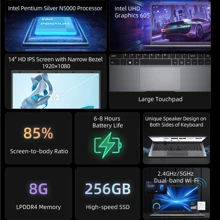 BMAX Notebook BMAX S14 PRO / Intel N5000 / 8GB( LPDDR4) RAM 256GB SSD / 1920*1080 Laptop de 14 pulgadas / Windows 11 / Wifi USB+Mini  /Batería de 38Wh/Luz de 1,28 kg/PC portátil