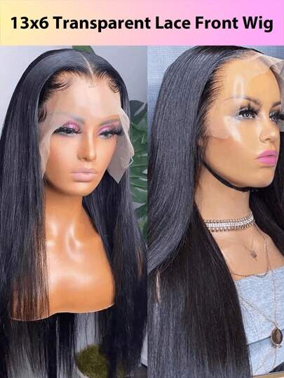 180% Density Straight 13x4 Lace Front Wigs Human Hair For Women Pre Plucked Straight Transparent Lace Frontal Wigs Human Hair Natural Hairline
