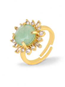 1枚奢华太阳水晶戒指，男女皆宜，天然宝石能量，紫水晶，粉晶，金色，戒指，新年，周年纪念，结婚珠宝礼物 H538 - Ring - 查看 18