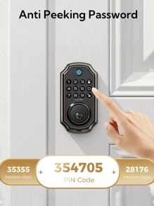 Fingerprint Keyless Entry Door Lock With App Control, Smart Door Lock For Front Door, Electronic Keypad Deadbolt Lock With 2 Keys, Auto Lock, One Time Code, IP54 Waterproof, Easy Installation
