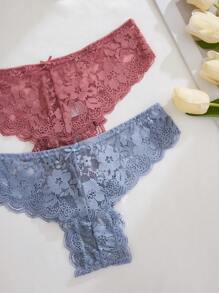 7 pares de bragas de encaje floral de talle bajo para mujer