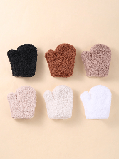 6 Pairs Of Baby Magic Elastic Gloves, Soft Knitted Finger Gloves For Female Babies, Winter Knitted Gloves For Male Babies
