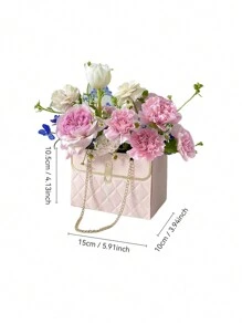 2 piezas de bolsas de regalo florales de papel impermeable, con asas, totes con cadena metálica rectangular, adecuadas para floristas, bodas, fiestas, cumpleaños