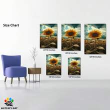 GUTTATY Sunflower Wall Decor, Rustic Sunflowers Landspace Picutres, Flower Nature Wall Art, Sunflowers Kitchen Decor, Countryside Floral Wall Decorations For Living Room, Bathroom ,1.5 Inch Thickness Pine Frame - Multicolor - View 4