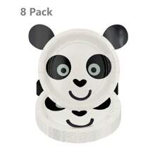 8 Packungen/24 Packungen Panda-förmige Teller, Pappteller mit Tiermotiven, Dschungel Tiere Party Themen Geschirr für Babyparty, Geschlechteroffenbarung, Geburtstagsfeiern und Dekorationen