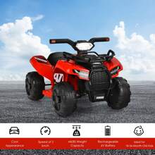 Homasis 6V 4 Wheels ATV Quad Ride On Car Kids Ride-On Toy W/ Music Horn LED Light - Red - View 5