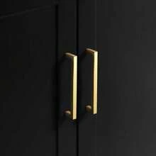 1 Stück einfache quadratische Möbelgriffe aus Aluminium-Legierung, in hellem Gold und schwarz gebürstet, für Schranktüren, Schubladen, Glastüren, Kleiderschranktüren, Möbelzubehör