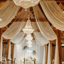 1 pezzo Tenda bianca in tulle per arco di 3,15 metri per decorazione di cerimonia e ricevimento nuziale, forniture per matrimonio, decorazione appesa per matrimonio, regalo di San Valentino, Natale