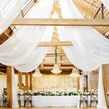 1 pezzo Tenda bianca in tulle per arco di 3,15 metri per decorazione di cerimonia e ricevimento nuziale, forniture per matrimonio, decorazione appesa per matrimonio, regalo di San Valentino, Natale