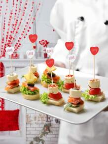 30 件情人节水果串、情人节蛋糕装饰、鸡尾酒搅拌棒、心形水果签、可爱蛋糕装饰叉适用于生日派对、家庭聚会、水果、蛋糕、甜点装饰 - 彩色 - 查看 3