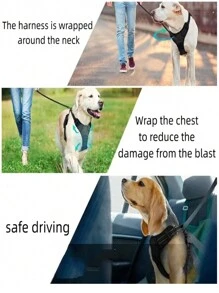 Rabbitgoo Dog Seat Belt, Padded Reflective Vest With 2 Adjustable Seat Belt Clips, No Pull Breathable Harness With Handle For Small/Medium/Large Dogs - Multicolor - View 8