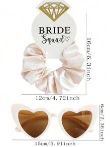 16pcs Wedding Party Bridesmaid Gift Set, Including Hair Scrunchies, Heart-Shaped Glasses, Suitable For Gifting To Women, Lovers, Family, Friends