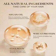 2PCS Collagen Hair Mask & Moroccan Argan Oil Serum Set - Deep Conditioning, Moisturizing For All Hair Types, 3.53oz + 1.69fl.Oz - Perfect Fall/Winter Care Kit