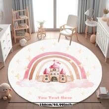 1PC Personalized Gifts Custom Ornament Non-Slip Large Area Rugs Carpets For Bed Room, Pink Rainbow Castle Ultra-Soft Shaggy Home Carpets For Living Room, Plush Easy-Clean Room Decor Pink Gaming Rug, Cozy Kitchen Bathroom Floor Door Welcome Mat, Customized Products With Names Baby Birthday Anniversary Wedding Gifts, Best Gifts For Kids Girls Boys Back To School