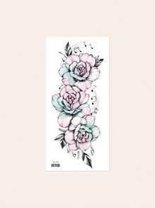 1pc Floral Temporary Tattoo, Waterproof Fake Tattoo, Durable Female Adult Chest Arm Leg Body Art Decoration