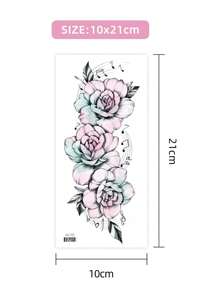 1pc Floral Temporary Tattoo, Waterproof Fake Tattoo, Durable Female Adult Chest Arm Leg Body Art Decoration