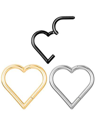 1 pezzo Anello per naso in acciaio inossidabile 316 a forma di cuore, piercing universale per il corpo, regalo per San Valentino, mamma, madre, festa della mamma