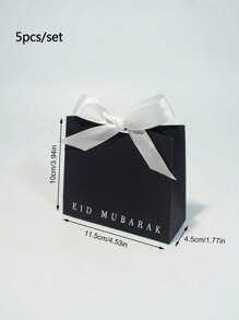 5/10 sztuk, Eid Al Adha Mubarak Wyrafinowane Mini Pudełka Prezentowe W Klasycznej Czerni, Głębokiej Zieleni I Czystej Bieli Z Eleganckimi Satynowymi Wstążkami, Czysta Biel Z Pięknymi Złotymi Gwiazdami I Półksiężycami Rozmiar: 11,5 X 10 X 4,5 cm Małe Pudełko Do Pakowania Prezentów Premium, Elegancki Złoty Wzór Foliowy - Idealny Rozmiar Na Prezenty Cukierki, Czekoladki I Małe Dowody Wdzięczności