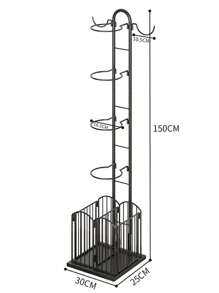 Panier Organiseur de Basket-Ball, Porte Ballon avec Etagere Rangement, Support d'équipement de Sport sur pieds, 25x30x152cm