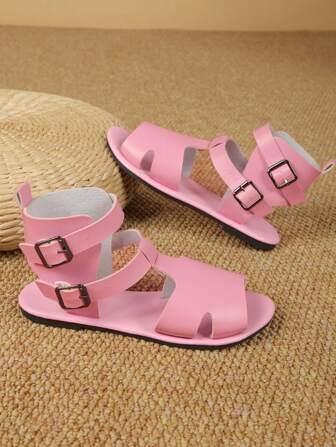 女士双扣凉鞋，轻便镂空平底沙滩鞋，露趾舒适度假鞋