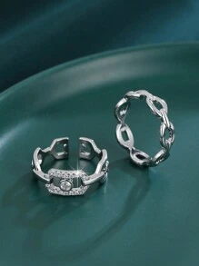 2 pezzi Anelli personalizzati con occhi ovali geometrici scintillanti