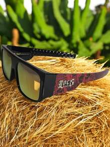 gafas locs colores graficos proteccion uv lentes de sol - Rojo - Ver 1