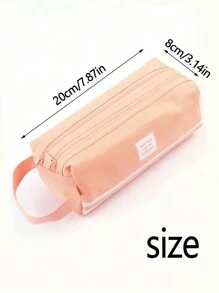 1 件小号铅笔盒大容量学生铅笔袋美观铅笔袋带拉链超薄铅笔盒文具可爱方形防水便携式收纳袋化妆袋适用于马克笔化妆品