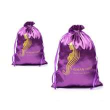 Wig Storage Bag - Satin Bag For Packaging, Hair Extensions, Hairstyling, Wigs Soft Chiffon Bag With Drawstring For Hair Tools - Purple - View 6