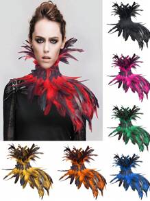 Artificial Feather Cape Shawl Costume Witch Wings Collar Adult Crow Neck - A - View 11