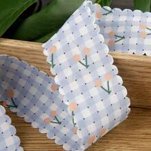 Cinta a cuadros impresa por ambos lados, accesorio de pelo hecho a mano en forma de lazo, flor para el cuello, decoración de sombrero, encaje a cuadros para acolchar