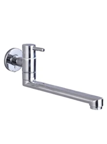 1pc Kitchen Single Cold Faucet, Stainless Steel Into The Wall Balcony, Household Mop Pool Extended Lengthened Faucet(Chrome, Black,Selectable)