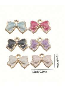10 pièces Charmes de nœud en émail, pendentifs de nœuds papillon de couleurs assorties, mini nœuds papillon mignons pour artisanat DIY, bracelets, colliers, boucles d'oreilles, accessoires de bijouterie