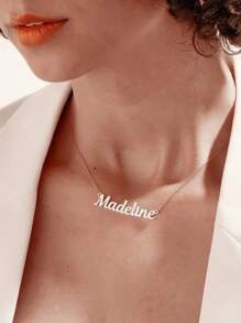 1 pieza Collar con colgante de acero inoxidable personalizado con nombre en plata o oro rosa - Estilo clásico y sencillo, adecuado para uso diario, regalo perfecto para cumpleaños, Día de la Madre y Navidad