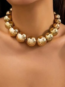 1 Peça Colar de Cordão de Contas Geométricas Exageradas em Estilo Punk, Colar Choker Feminino