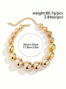1 Peça Colar de Cordão de Contas Geométricas Exageradas em Estilo Punk, Colar Choker Feminino