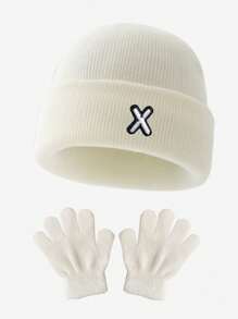 2pcs Children's Knitted Hat Set Of 26 Letters, Soft Warm Windproof Gloves,Suitable For Male And Female Babies Autumn And Winter Daily Collocation - White - View 22