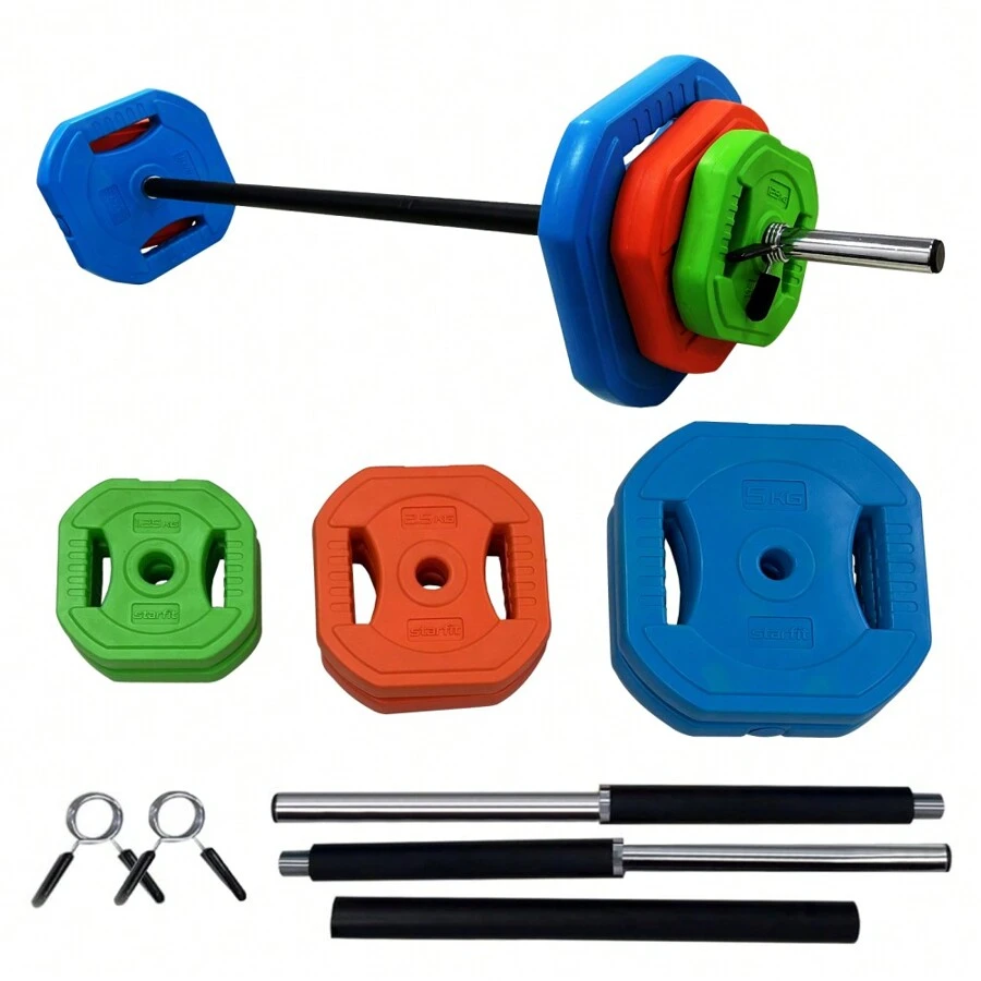 Adjustable Barbell Weight Set, 40lb /20kg Adjustable Free Weights For Home And Gym Workout - Blue Orange and Green - View 1