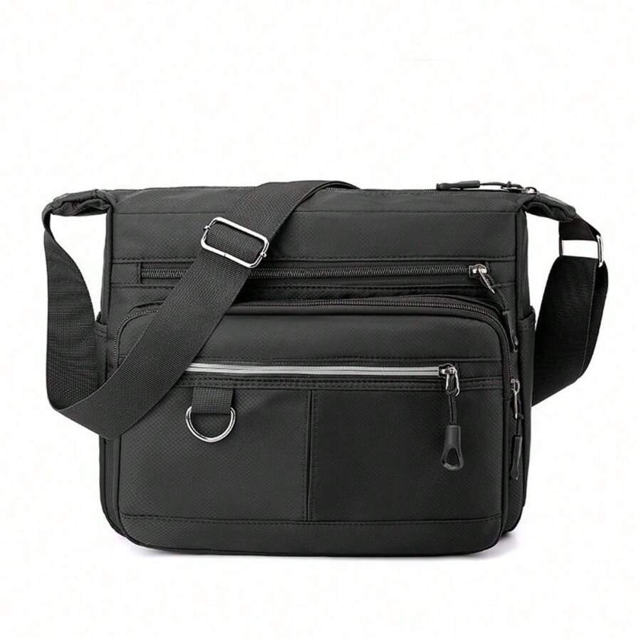 Large Capacity Crossbody Bag Waterproof Messenger Bag Nylon Men's Shoulder Bag - Black - View 1