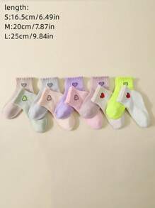 Paquete de 10 pares de calcetines suaves de tripulación con diseño de corazón para niños y niñas, de surtido aleatorio