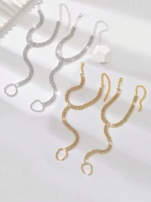 2 piezas Tobilleras de mujer con cristales para la playa, cadena de pie con 3 filas de cristales engarzados, sencilla para rave - Multicolor - Ver 5