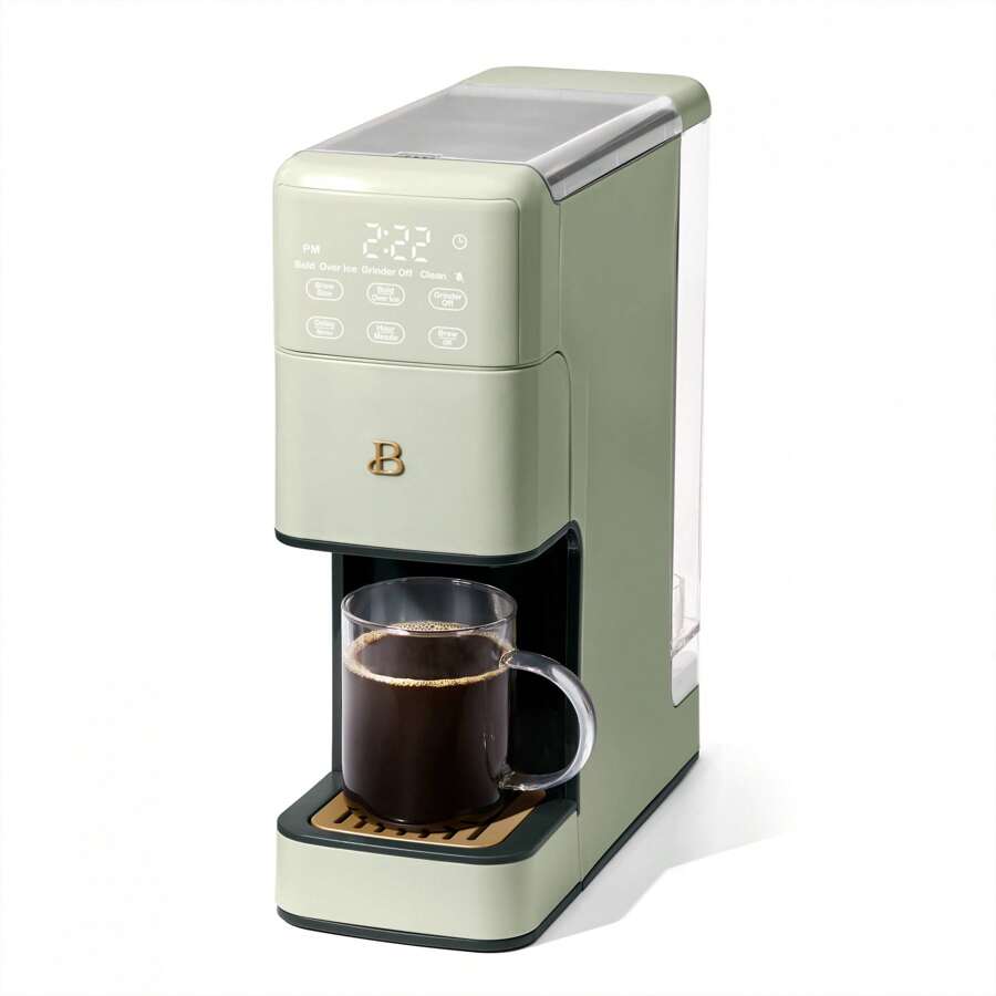 Wonderful Perfect Grind™ Programmable Single Serve Coffee Maker, White Icing By Drew Barrymore - Green - View 1